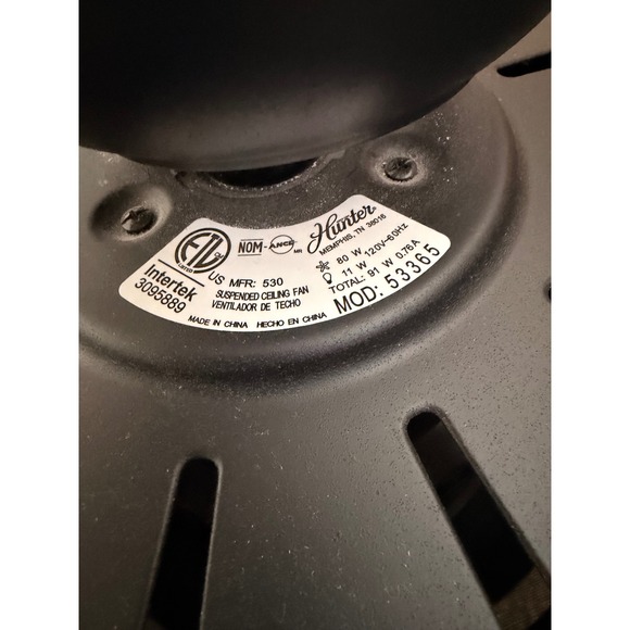 Hunter Lincoln Ceiling Fan LIGHT GLOBES Model #53665- Set of 3 Glass Shades EUC - Picture 9 of 10